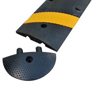 Premium Reclycled Rubber Safety-Striped Speed Hump - Reflective Rubber